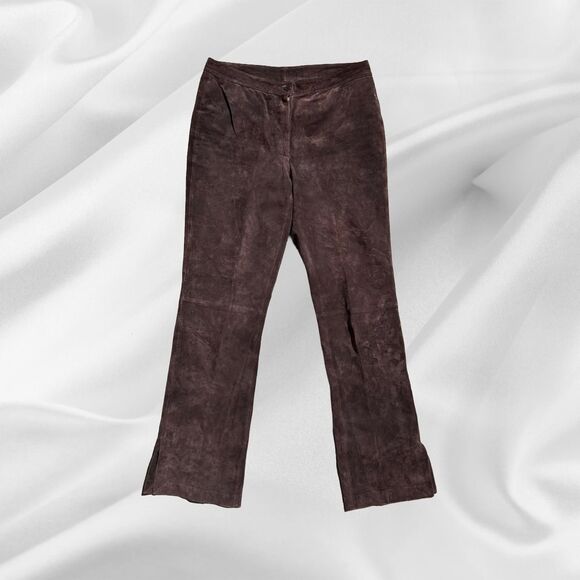Y2K Brown Genuine Suede Pants - Picture 1 of 4